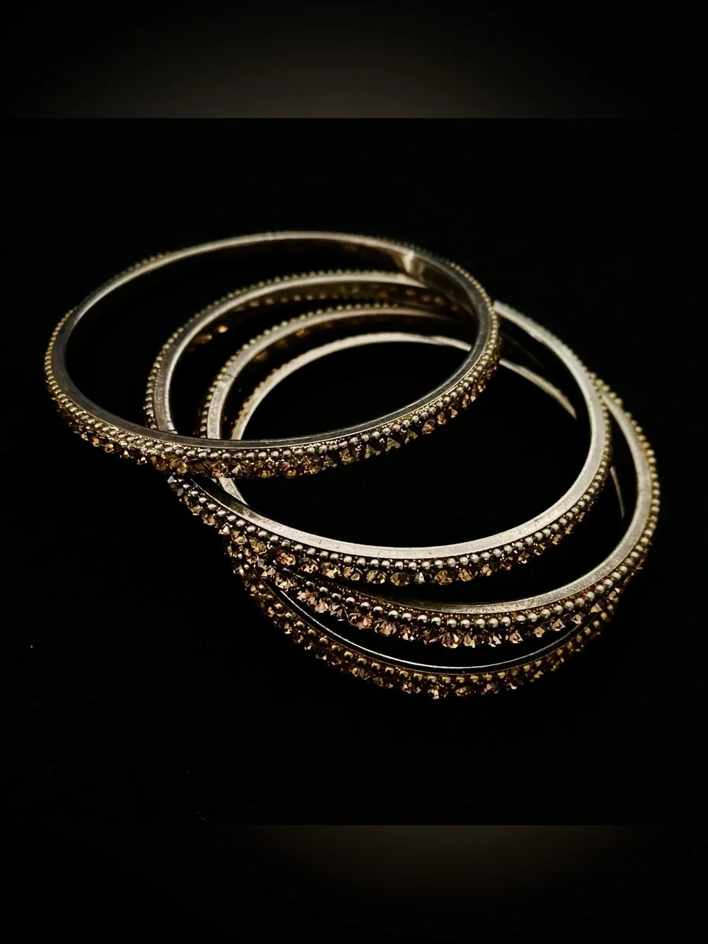 Set of 4 Gold-Tone Crystal Rhinestone Bangle Bracelet